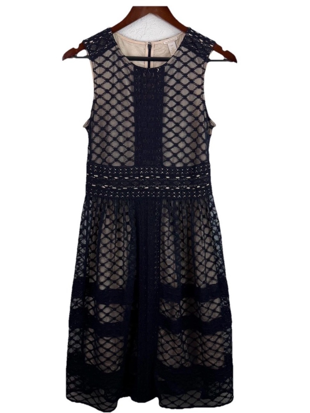 Sundance | Black Lace Overlay Sleeveless Midi Dress